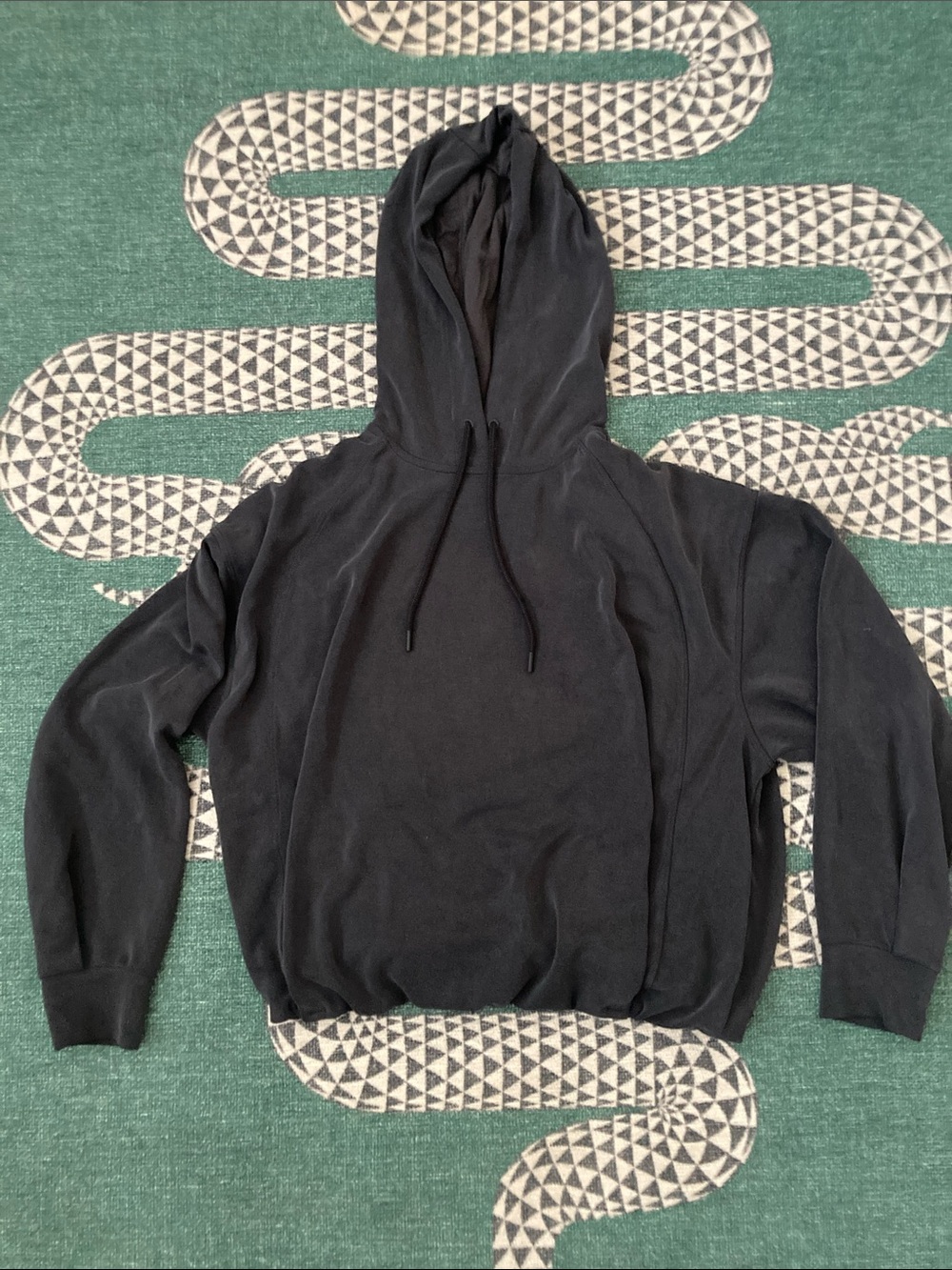 Athleta Faded Black Pullover Hoodie with Hood and Drawstrings. Size M.